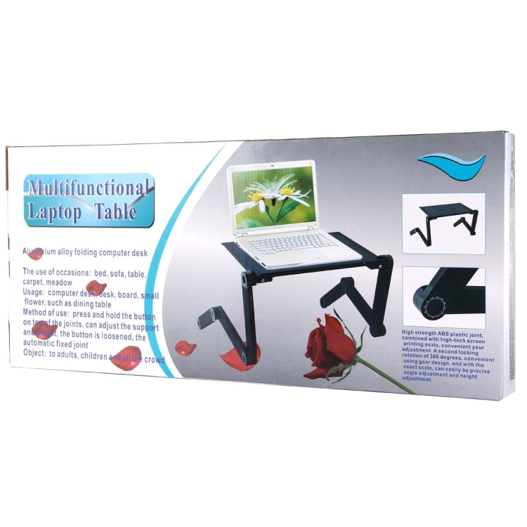 Portable 360 Degree Adjustable Foldable Aluminium Alloy Desk Stand with Cool Fans & Mouse Pad for Laptop / Notebook(Black) - Laptop Stand by PMC Jewellery | Online Shopping South Africa | PMC Jewellery | Buy Now Pay Later Mobicred