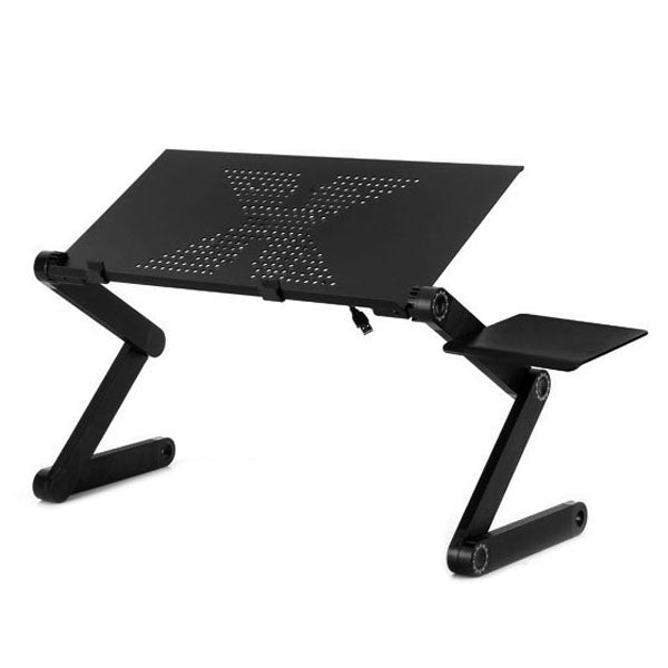 Portable 360 Degree Adjustable Foldable Aluminium Alloy Desk Stand with Mouse Pad for Laptop / Notebook, without CPU Fans(Black) - Laptop Stand by PMC Jewellery | Online Shopping South Africa | PMC Jewellery | Buy Now Pay Later Mobicred