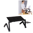 Portable 360 Degree Adjustable Foldable Aluminium Alloy Desk Stand with Double CPU Fans & Mouse Pad for Laptop / Notebook, Desk Size: 420mm x 260mm (Black) - Laptop Stand by PMC TechLife | Online Shopping South Africa | PMC TechLife | Buy Now Pay Later Mobicred