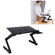 Portable 360 Degree Adjustable Foldable Aluminium Alloy Desk Stand with Double CPU Fans & Mouse Pad for Laptop / Notebook, Desk Size: 480mm x 260mm(Black) - Laptop Stand by PMC TechLife | Online Shopping South Africa | PMC TechLife | Buy Now Pay Later Mobicred