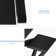 Portable 360 Degree Adjustable Foldable Aluminium Alloy Desk Stand with Double CPU Fans & Mouse Pad for Laptop / Notebook, Desk Size: 480mm x 260mm(Black)