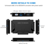 USB 3.0 to SATA / IDE Hard Disk Drive Converter Adapter Cable for 2.5 inch / 3.5 inch SATA IDE HDD, Cable Length: 1m