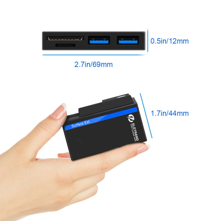 ROCKETEK RT-SGO737 2 USB 3.0 + Micro USB Interface Hub for Microsoft Surface Go, with 2 TF Card & SD Card Slots