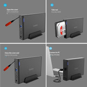 ORICO 7688U3 Vertical Aluminum External Hard Drive Enclosure Storage Case Hard Drive Dock for 3.5 inch SATA HDD(Black)