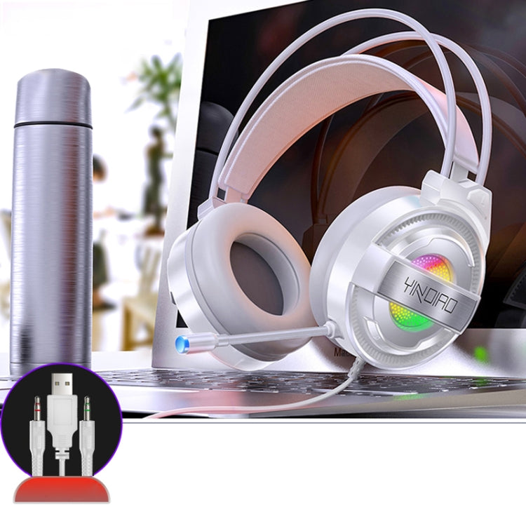 YINDIAO Q3 USB + Dual 3.5mm Wired E-sports Gaming Headset with Mic & RGB Light, Cable Length: 1.67m(White) - free shipping - PMC Jewellery - Order now!