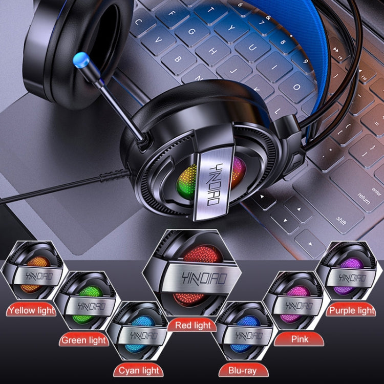 YINDIAO Q3 USB + Dual 3.5mm Wired E-sports Gaming Headset with Mic & RGB Light, Cable Length: 1.67m(Pink)