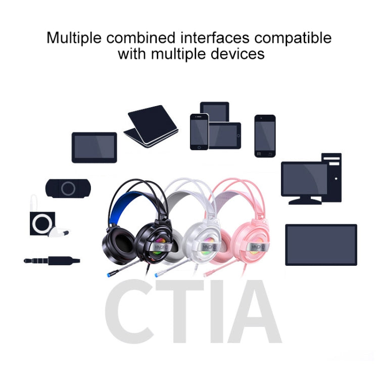 YINDIAO Q3 USB + Dual 3.5mm Wired E-sports Gaming Headset with Mic & RGB Light, Cable Length: 1.67m(White) - free shipping - PMC Jewellery - Order now!