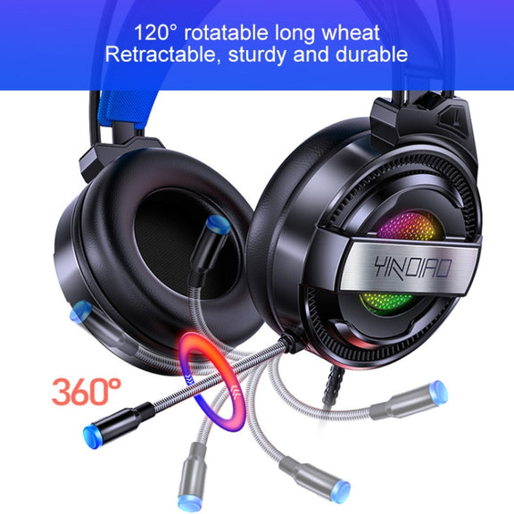 YINDIAO Q3 USB + Dual 3.5mm Wired E-sports Gaming Headset with Mic & RGB Light, Cable Length: 1.67m(White)