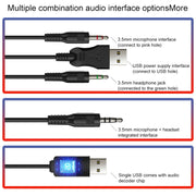 YINDIAO Q3 USB + Dual 3.5mm Wired E-sports Gaming Headset with Mic & RGB Light, Cable Length: 1.67m(White)