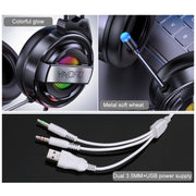 YINDIAO Q3 USB + Dual 3.5mm Wired E-sports Gaming Headset with Mic & RGB Light, Cable Length: 1.67m(White)