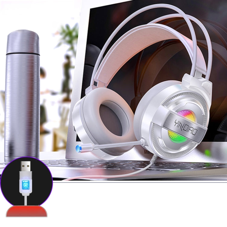 YINDIAO Q3 USB Wired E-sports Gaming Headset with Mic & RGB Light, Cable Length: 1.67m (White) - free shipping - PMC Jewellery - Order now!