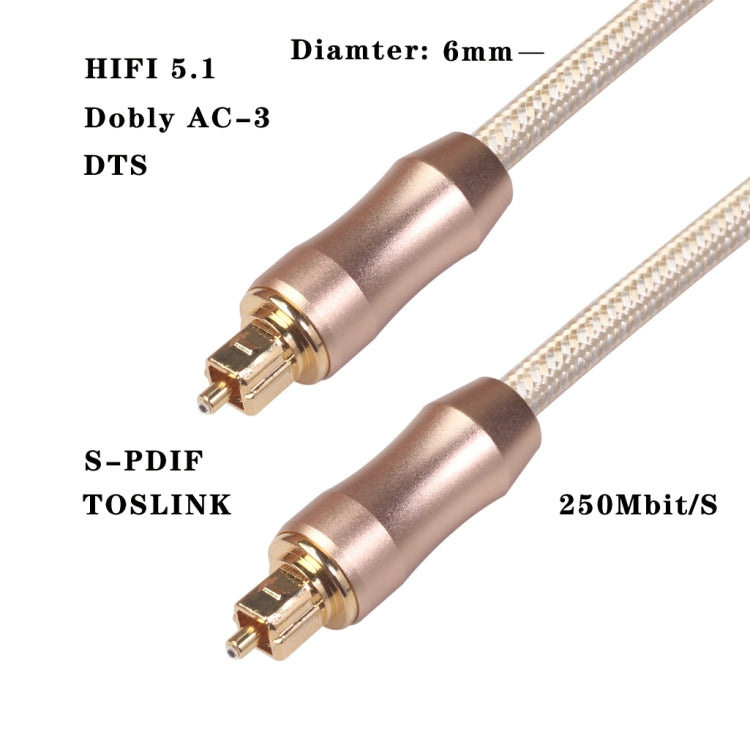 QHG02 SPDIF Toslink Gold-plated Fiber Braided Optic Audio Cable, Length: 5m - Audio Optical Cables by PMC Jewellery | Online Shopping South Africa | PMC Jewellery | Buy Now Pay Later Mobicred