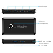 UK204V Drive-free USB 3.0 Switch Selector 2 USB Ports Sharing 4 USB Ports Switcher Adapter for Mouse, Keyboard, Printer