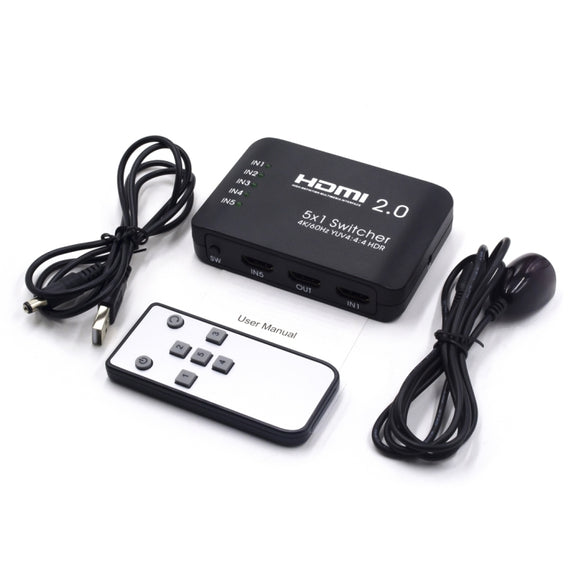 AYS-51V20 HDMI 2.0 5x1 4K Ultra HD Switch Splitter(Black)