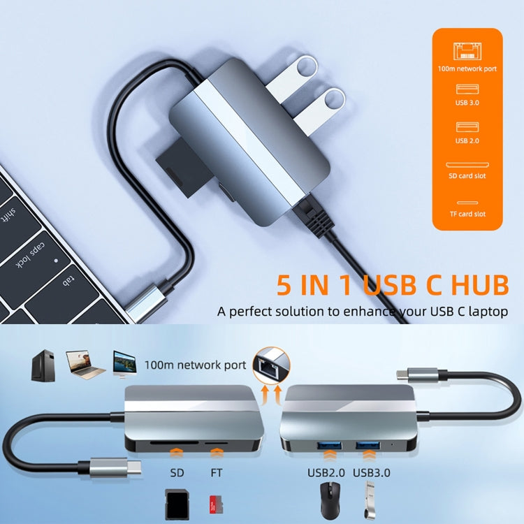 BYL-2112 5 in 1 USB-C / Type-C to USB Multifunctional Docking Station HUB Adapter - USB HUB by PMC Jewellery | Online Shopping South Africa | PMC Jewellery | Buy Now Pay Later Mobicred