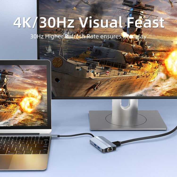 BYL-2203 6 in 1 USB-C / Type-C to USB Multifunctional Docking Station HUB Adapter - USB HUB by PMC Jewellery | Online Shopping South Africa | PMC Jewellery | Buy Now Pay Later Mobicred