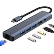 BYL-2210 6 in 1 USB-C / Type-C to USB Multifunctional Docking Station HUB Adapter with 1000M Network Port - USB HUB by PMC TechLife | Online Shopping South Africa | PMC TechLife | Buy Now Pay Later Mobicred