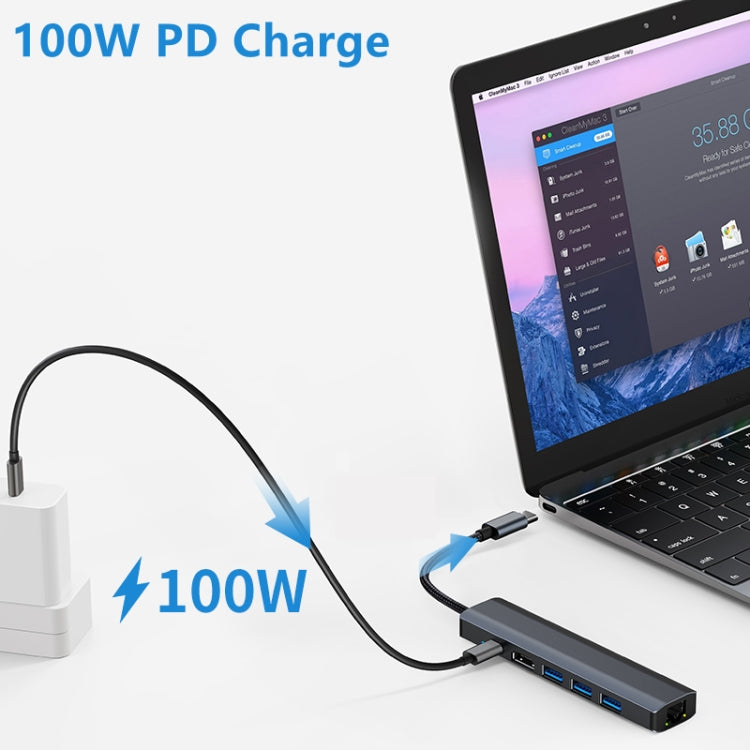 BYL-2210 6 in 1 USB-C / Type-C to USB Multifunctional Docking Station HUB Adapter with 1000M Network Port - USB HUB by PMC Jewellery | Online Shopping South Africa | PMC Jewellery | Buy Now Pay Later Mobicred