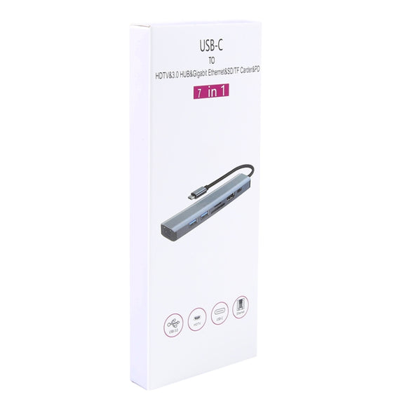 BYL-2303 7 in 1 USB-C / Type-C to USB Multifunctional Docking Station HUB Adapter