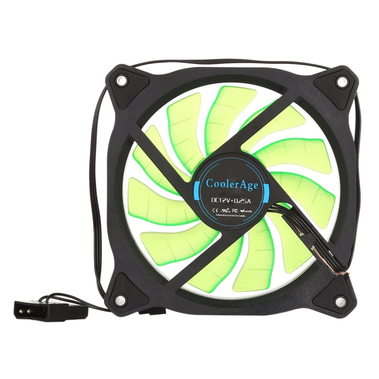 Color LED 12cm 3pin Computer Components Chassis Fan Computer Host Cooling Fan Silent Fan Cooling, with Power Connection Cable & Green Light(Green) - Fan Cooling by PMC Jewellery | Online Shopping South Africa | PMC Jewellery | Buy Now Pay Later Mobicred
