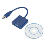 External Graphics Card Converter Cable USB3.0 to VGA, Resolution: 1080P(Blue)