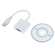 External Graphics Card Converter Cable USB3.0 to VGA, Resolution: 1080P(White)