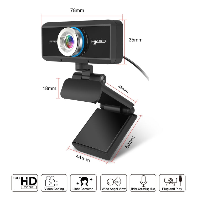 HXSJ S90 30fps 1 Megapixel 720P HD Webcam for Desktop / Laptop / Android TV, with 8m Sound Absorbing Microphone, Cable Length: 1.5m - free shipping - PMC Jewellery - Order now!