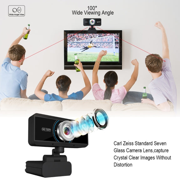 HXSJ S90 30fps 1 Megapixel 720P HD Webcam for Desktop / Laptop / Android TV, with 8m Sound Absorbing Microphone, Cable Length: 1.5m