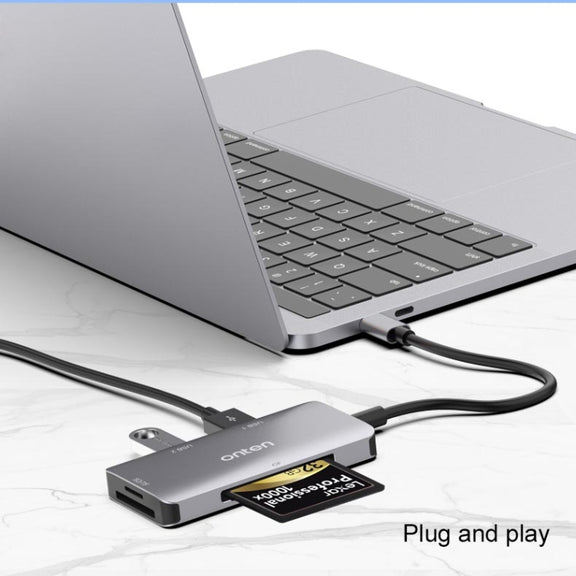 Onten 91882 5 In 1 USB3.0 x3 + SD + TF + CF Type-C / USB-C OTG Multi-function Card Reader