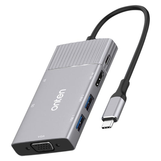 Onten 95113 8 In 1 USB 3.0 x2 + SD / TF + HDMI / VGA + 3.5mm Jack + Type-C / USB-C (PD 3.0) Multi-function HUB Converter Dock Station - free shipping - PMC Jewellery - Order now!