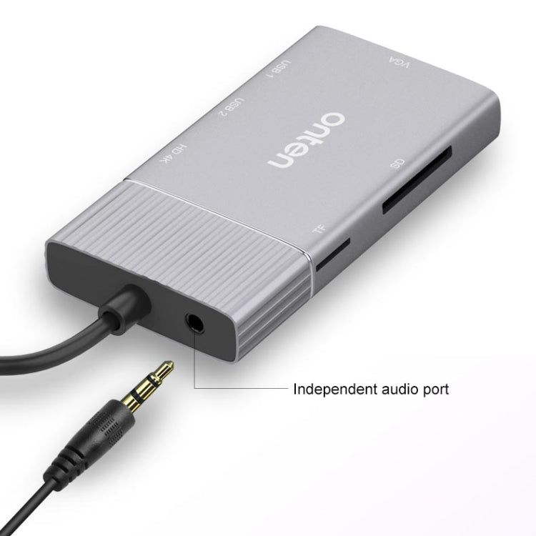Onten 95113 8 In 1 USB 3.0 x2 + SD / TF + HDMI / VGA + 3.5mm Jack + Type-C / USB-C (PD 3.0) Multi-function HUB Converter Dock Station - free shipping - PMC Jewellery - Order now!