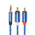 REXLIS 3610 3.5mm Male to Dual RCA Gold-plated Plug Blue Cotton Braided Audio Cable for RCA Input Interface Active Speaker, Length: 10m - RCA Cable by REXLIS | Online Shopping South Africa | PMC TechLife | Buy Now Pay Later Mobicred
