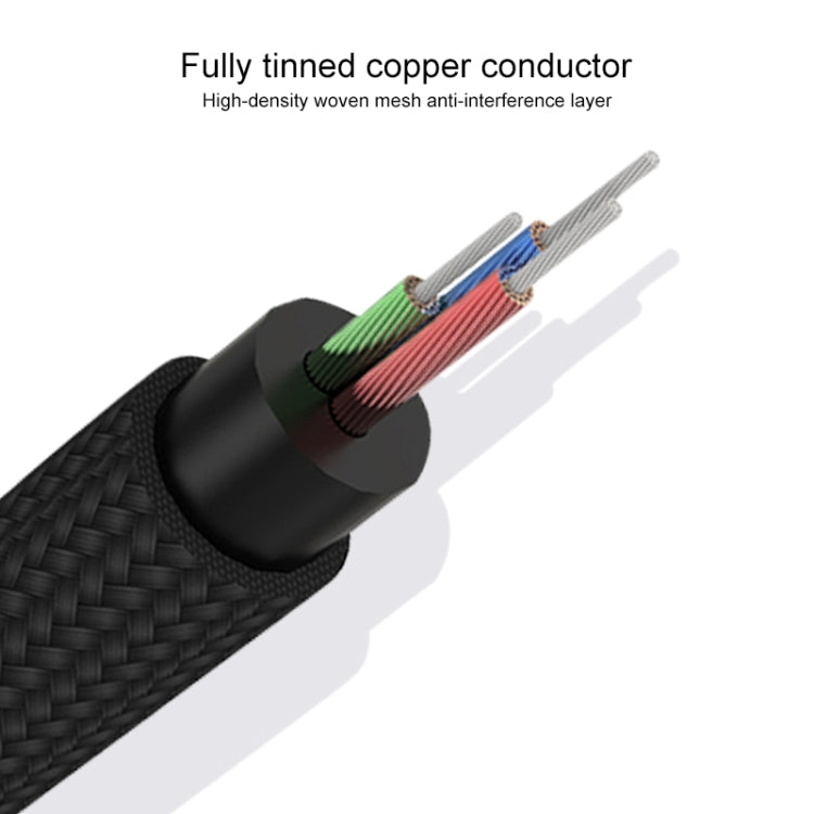 REXLIS 3635 3.5mm Male to Dual RCA Gold-plated Plug Black Cotton Braided Audio Cable for RCA Input Interface Active Speaker, Length: 10m - RCA Cable by REXLIS | Online Shopping South Africa | PMC Jewellery | Buy Now Pay Later Mobicred