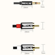 REXLIS 3635 3.5mm Male to Dual RCA Gold-plated Plug Black Cotton Braided Audio Cable for RCA Input Interface Active Speaker, Length: 10m