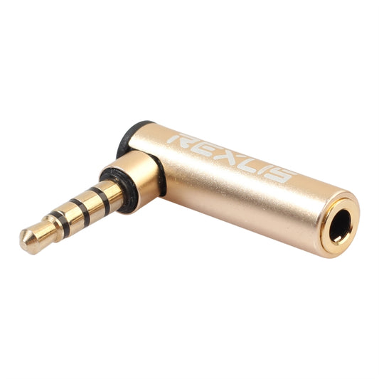 REXLIS BK3567 3.5mm Male + 3.5mm Female L-shaped 90 Degree Elbow Gold-plated Plug Gold Audio Interface Extension Adapter for 3.5mm Interface Devices, Support Earphones with Microphone - free shipping - PMC Jewellery - Order now!