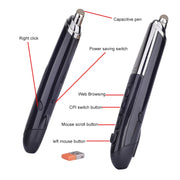 PR-08 6-keys Smart Wireless Optical Mouse with Stylus Pen & Laser Function (Black)