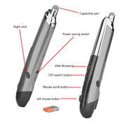 PR-08 6-keys Smart Wireless Optical Mouse with Stylus Pen & Laser Function (Grey)