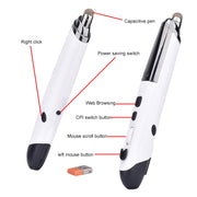 PR-08 6-keys Smart Wireless Optical Mouse with Stylus Pen & Laser Function (White)