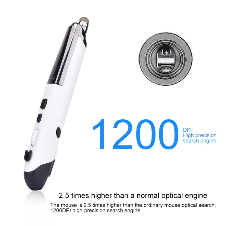 PR-08 6-keys Smart Wireless Optical Mouse with Stylus Pen & Laser Function (White)