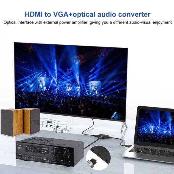 Onten 35165 HDMI to VGA + Optical Audio Converter for Speaker / TV / Computer