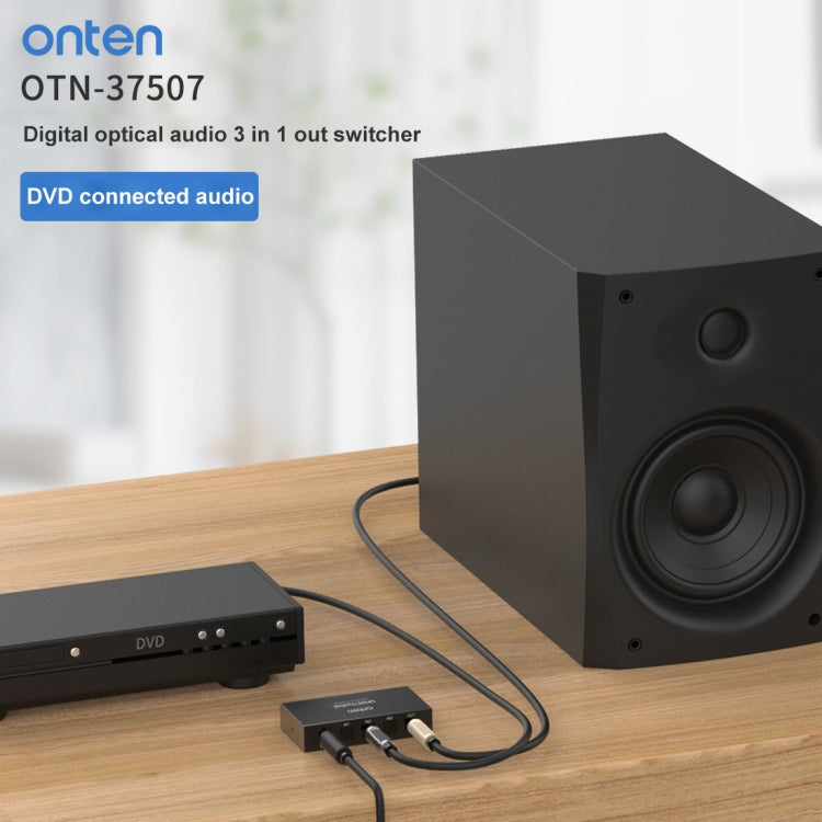 Onten 37507 Digital Optical Audio 3 In 1 Out Switcher Speaker Connector - Adapter by PMC Jewellery | Online Shopping South Africa | PMC Jewellery | Buy Now Pay Later Mobicred