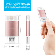Richwell 3 in 1 128G Type-C + 8 Pin + USB 3.0 Metal Double Cover Push-pull Flash Disk with OTG Function(Rose Gold)