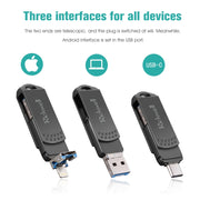 Richwell 32G Type-C + 8 Pin + USB 3.0 Metal Flash Disk with OTG Function(Rose Gold)