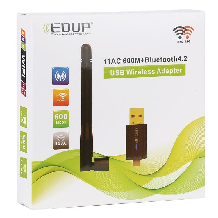 EDUP EP-AC1661 2 in 1 Bluetooth 4.2 + Dual Band 11AC 600Mbps High Speed Wireless USB Adapter WiFi Receiver - free shipping - PMC Jewellery - Order now!
