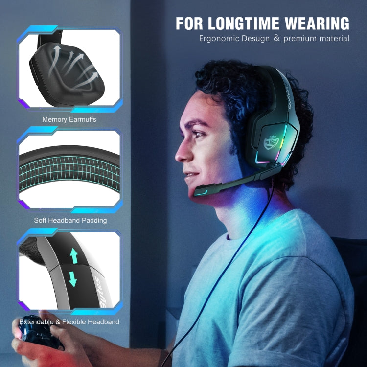 Soulbytes S12 USB + 3.5mm 4 Pin Adjustable RGB Light Gaming Headset with Mic (Black) - free shipping - PMC Jewellery - Order now!