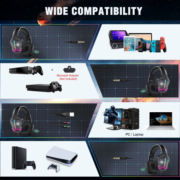 Soulbytes S12 USB + 3.5mm 4 Pin Adjustable RGB Light Gaming Headset with Mic (Black) - free shipping - PMC Jewellery - Order now!