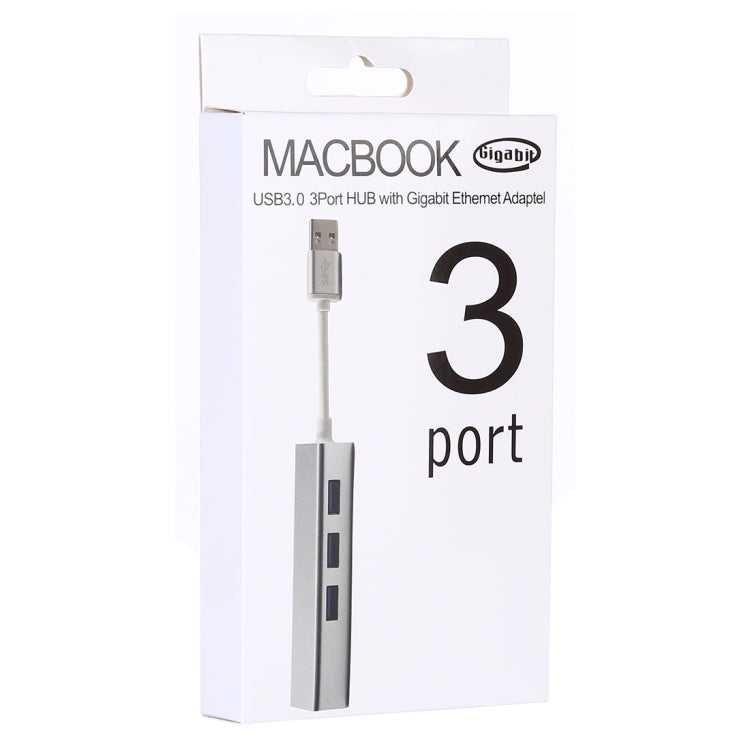 Aluminum Shell 3 USB3.0 Ports HUB + USB3.0 Gigabit Ethernet Adapter