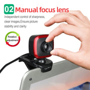 HXSJ A849 480P Adjustable 360 Degree HD Video Webcam PC Camera with Microphone(Black Red)