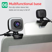 HXSJ A849 480P Adjustable 360 Degree HD Video Webcam PC Camera with Microphone(Black Red)