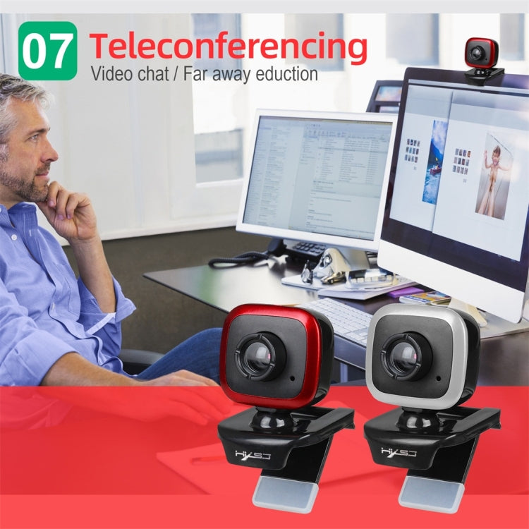 HXSJ A849 480P Adjustable 360 Degree HD Video Webcam PC Camera with Microphone(Black Red)